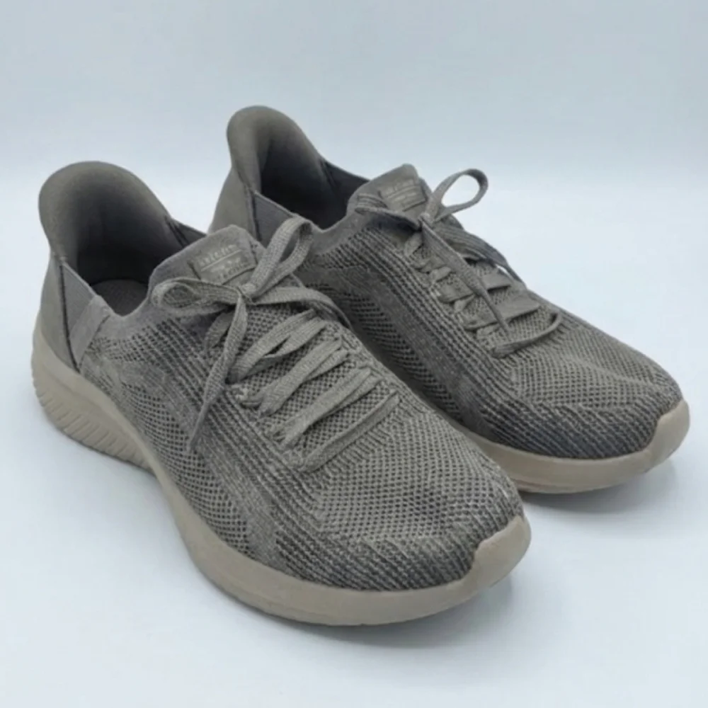 Skechers Womens Taupe Knit Sneakers